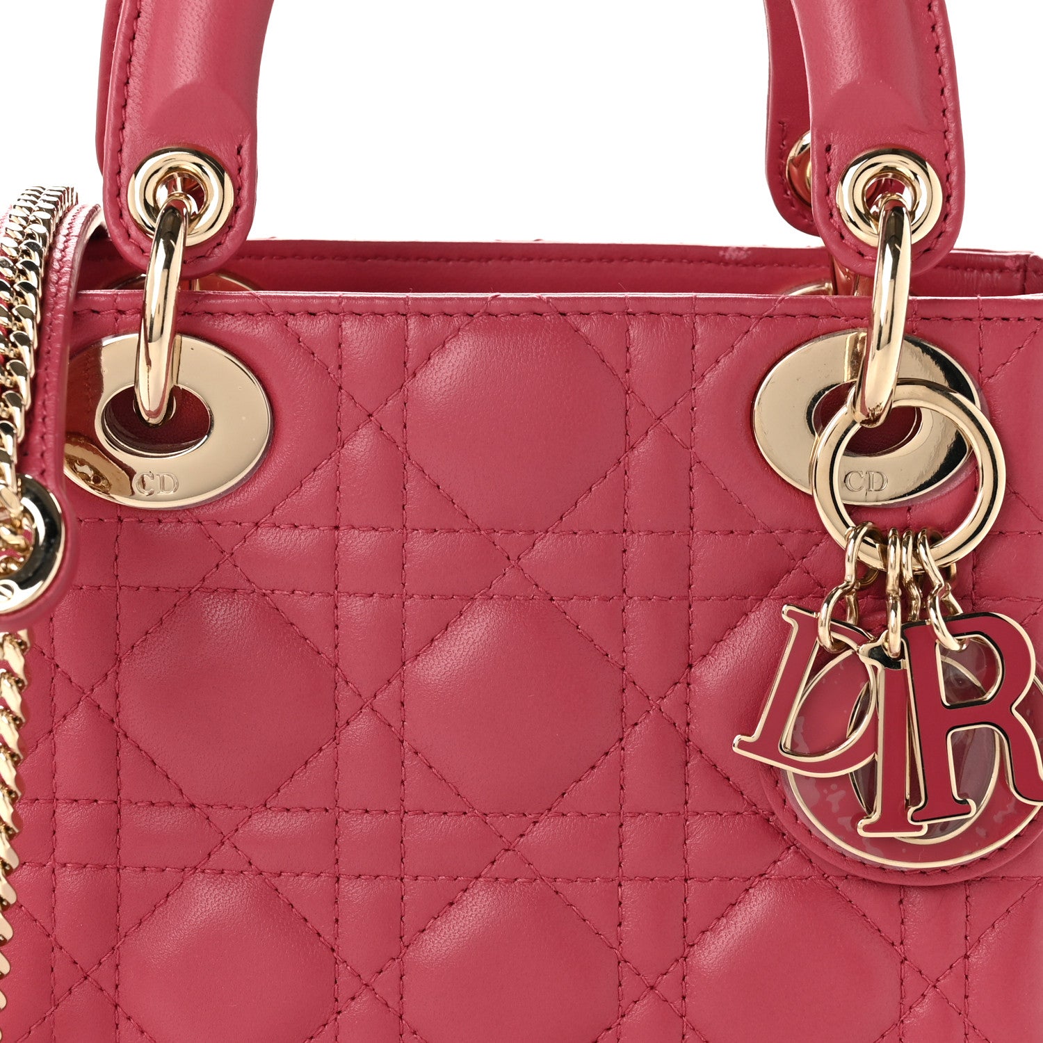 Christian Dior Lambskin Cannage Mini Lady Dior Pink 7 of 10