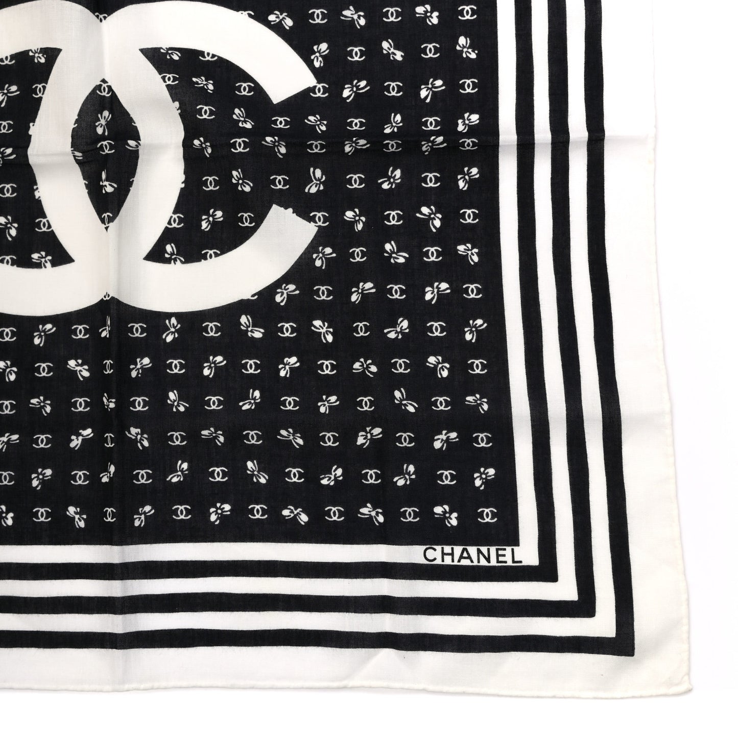 Silk CC Square Scarf Black White