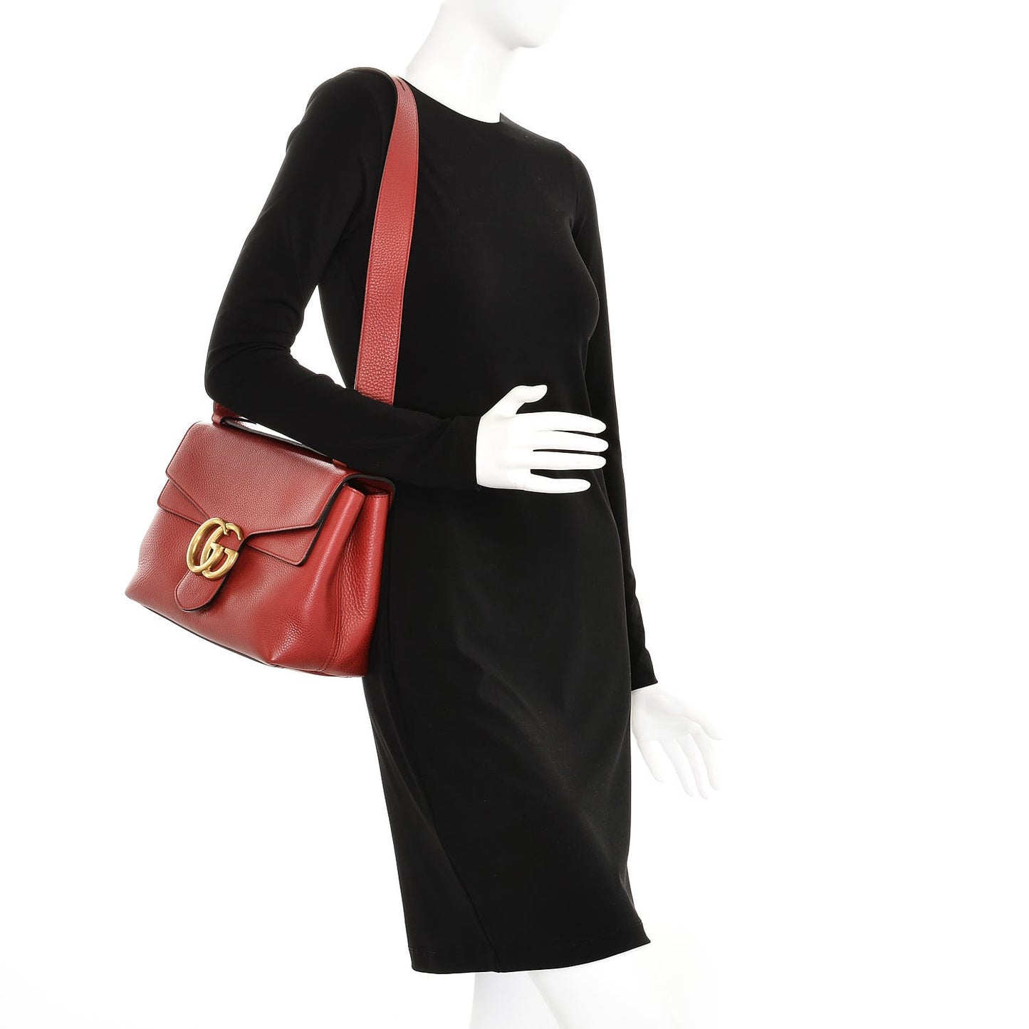Cellarius Calfskin GG Marmont Shoulder Bag Vulcanic Red