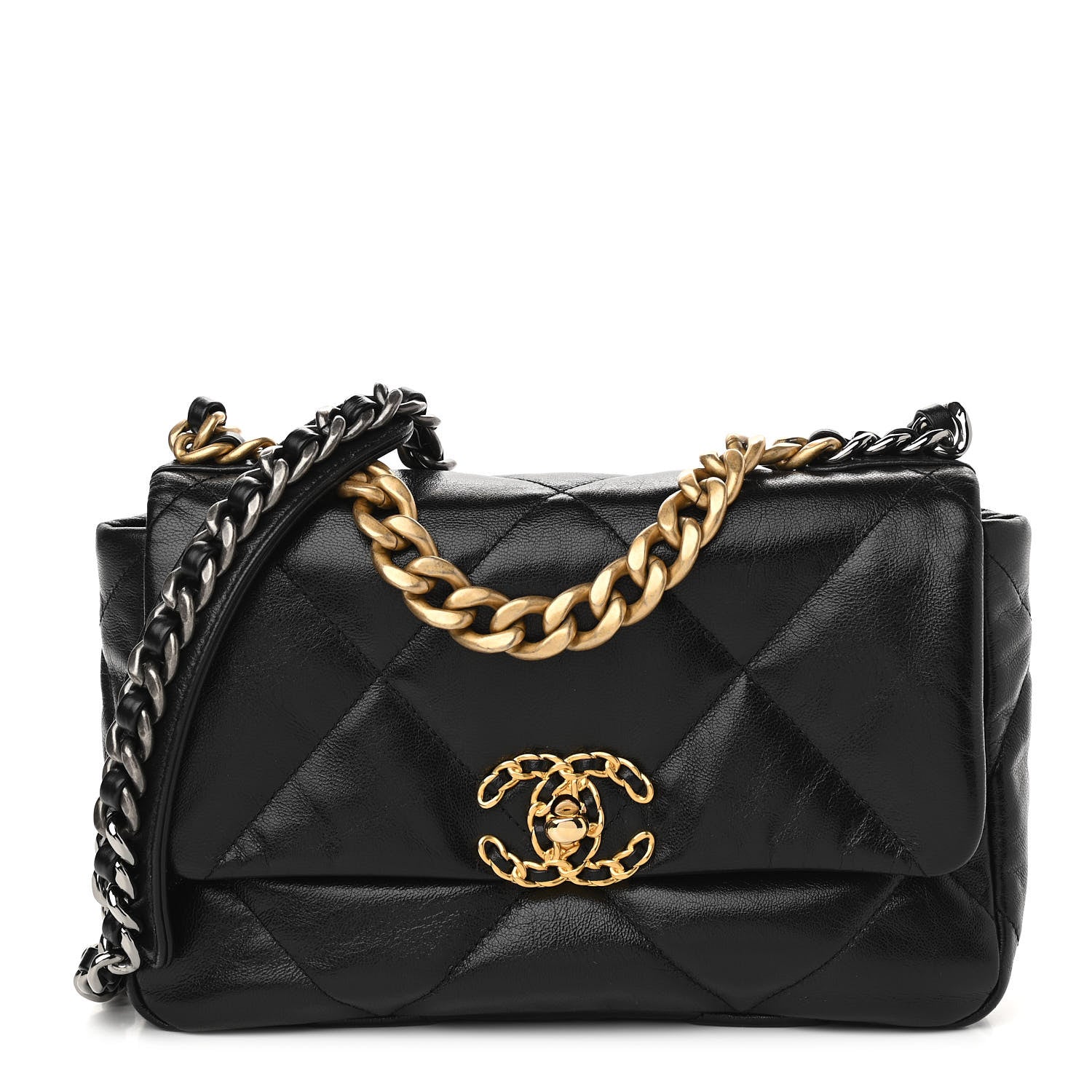 Chanel Shiny Goatskin Quilted Medium Chanel 19 Flap Black 1 of 11