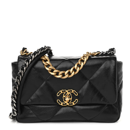 Chanel Shiny Goatskin Quilted Medium Chanel 19 Flap Black 1 of 11