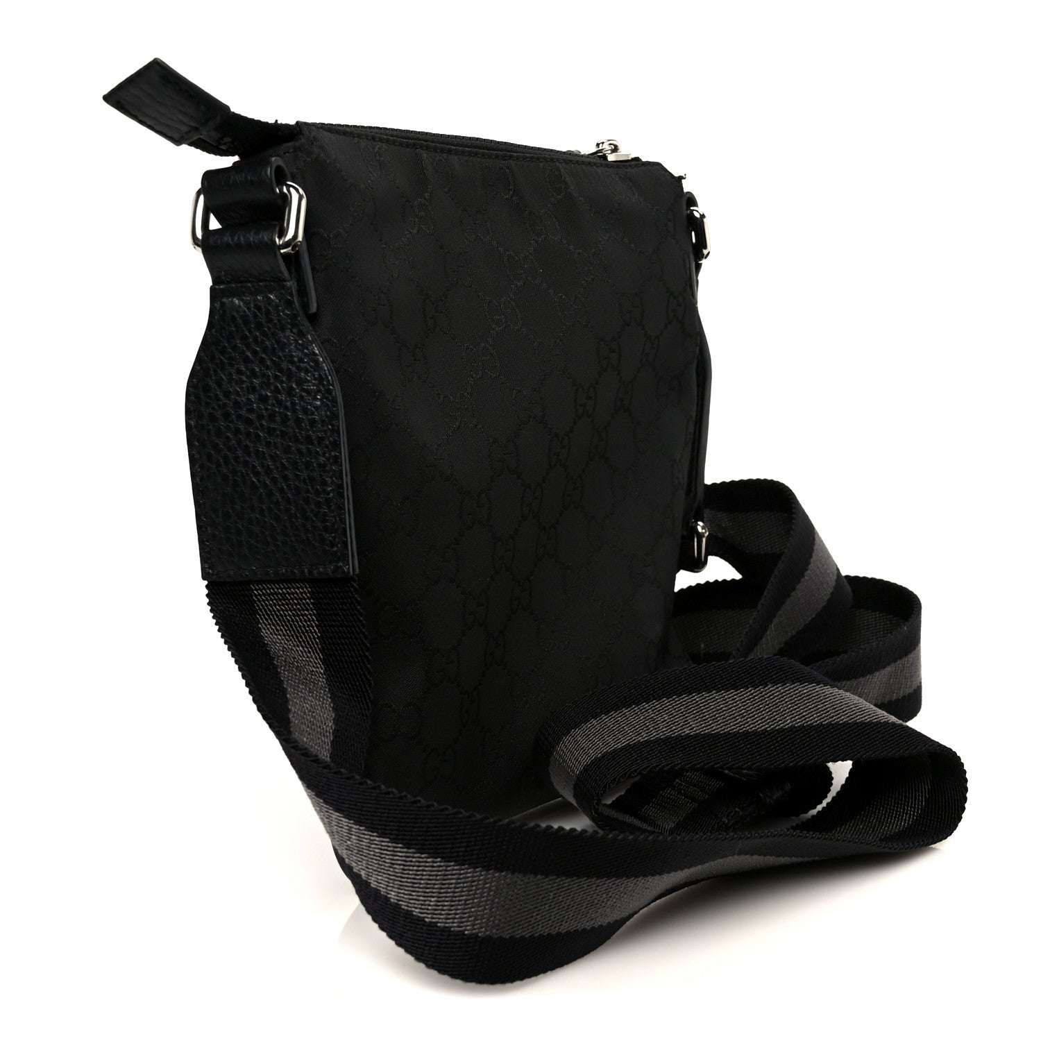 Gucci Nylon Monogram Mini Flat Messenger Bag Black 3 of 11