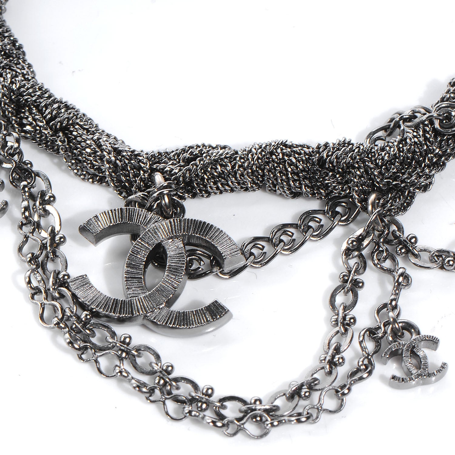 Chanel Metal Multi Strand CC Bracelet 10P Silver 3 of 5