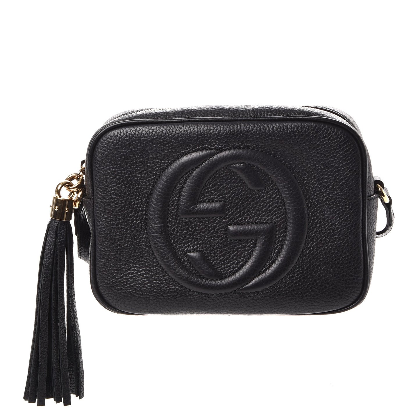 Pebbled Calfskin Small Soho Disco Bag Black