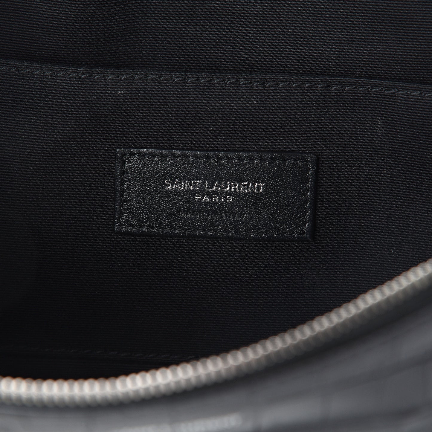 Calfskin Crocodile Embossed Monogram Belt Bag Black