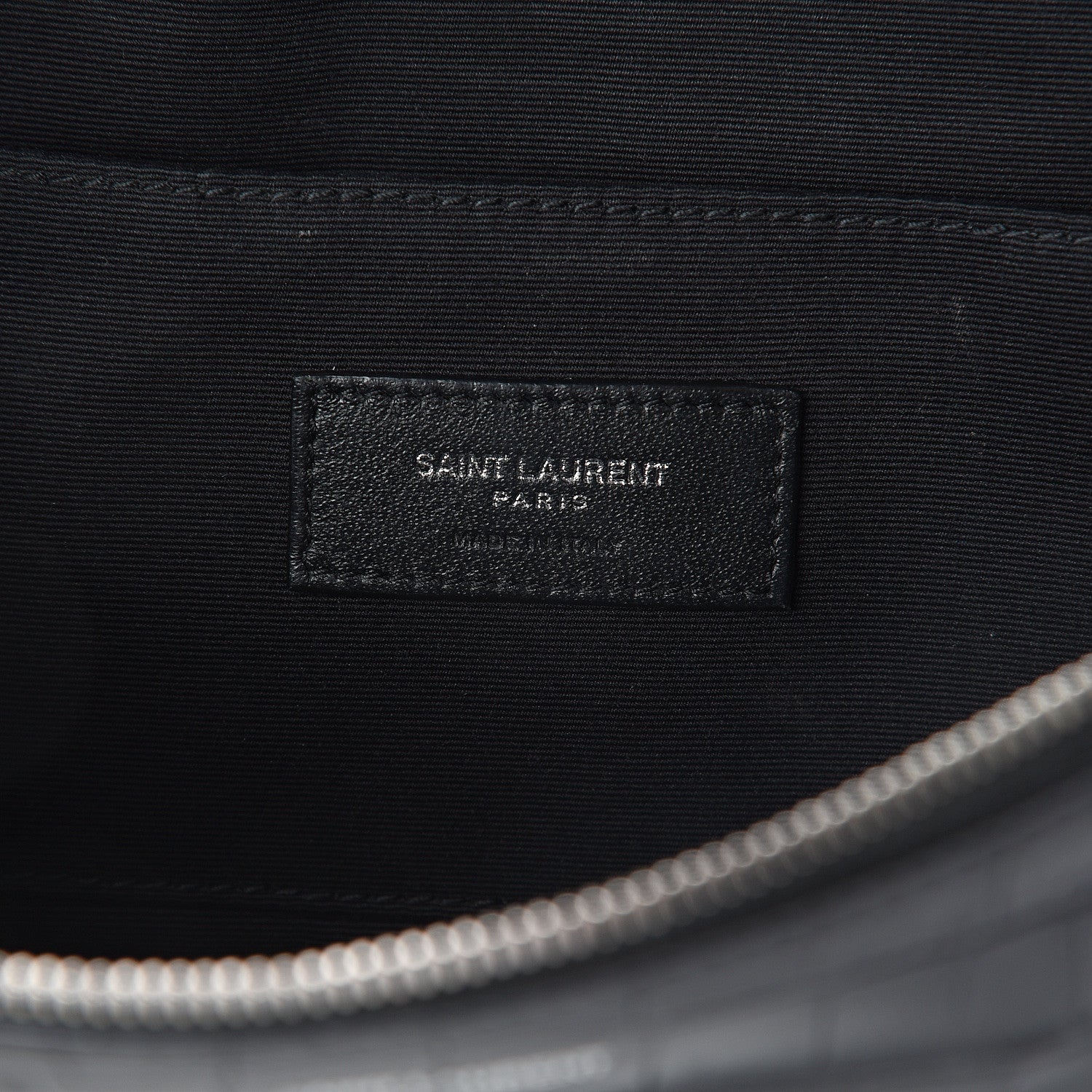 Saint Laurent Calfskin Crocodile Embossed Monogram Belt Bag Black 5 of 8