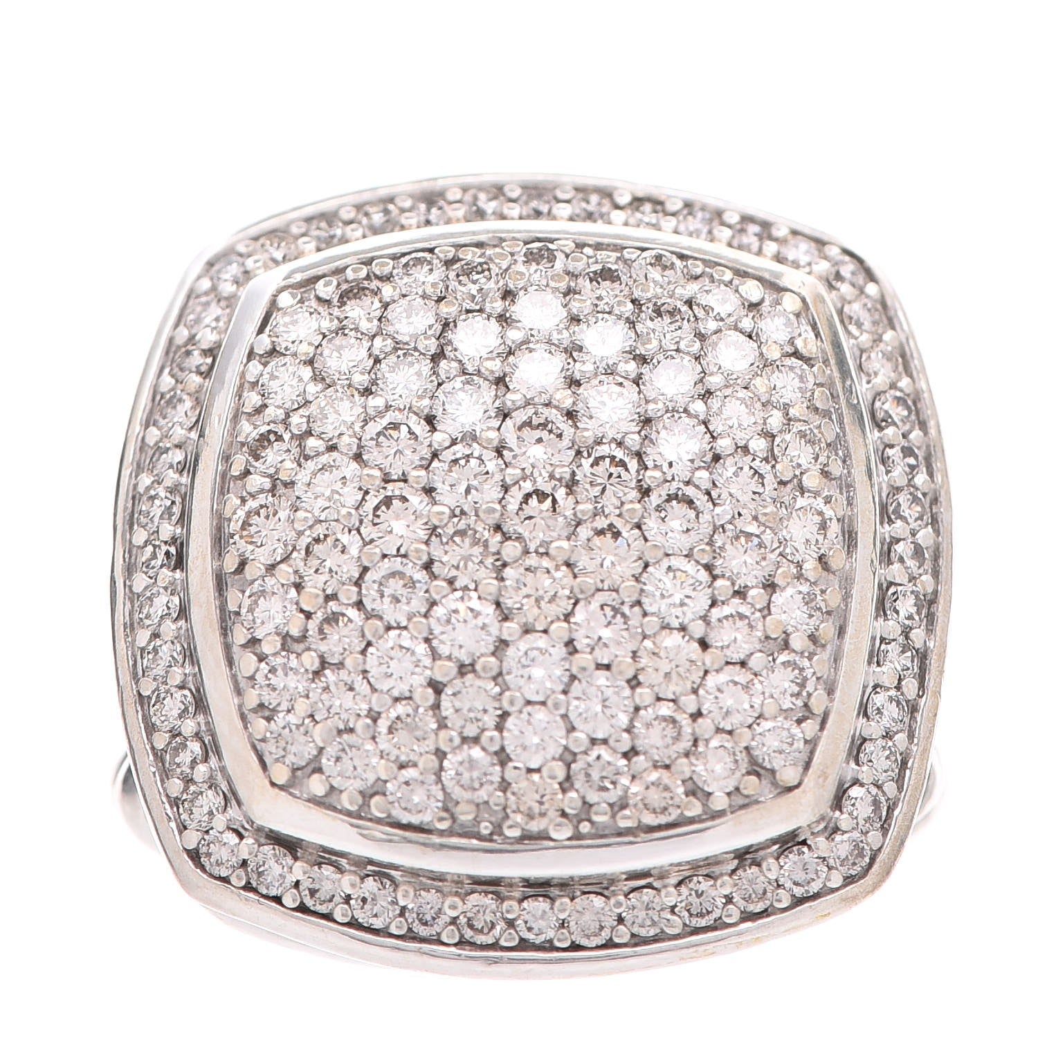 David Yurman Sterling Silver Diamond 17mm Albion Pave Ring 51 5.75 1 of 7