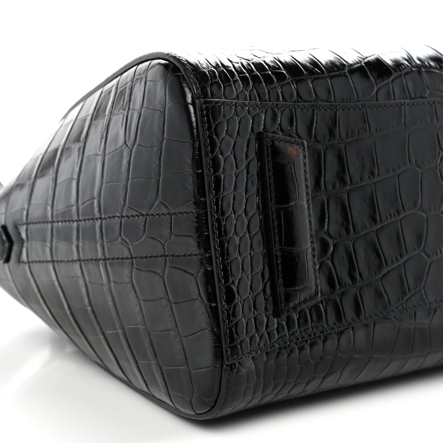 Calfskin Crocodile Embossed Small Antigona Black
