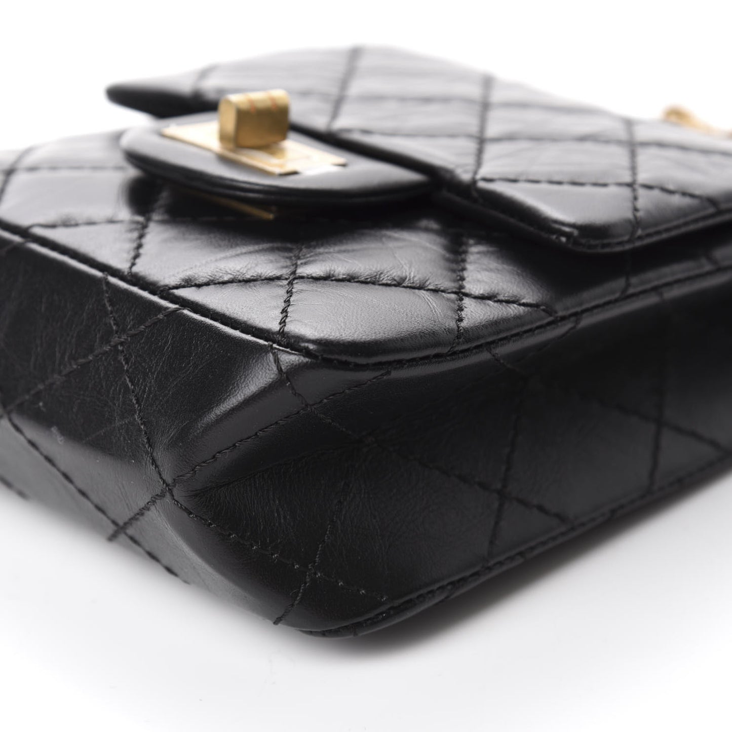 Aged Calfskin Quilted 2.55 Reissue Mini North South Flap Black
