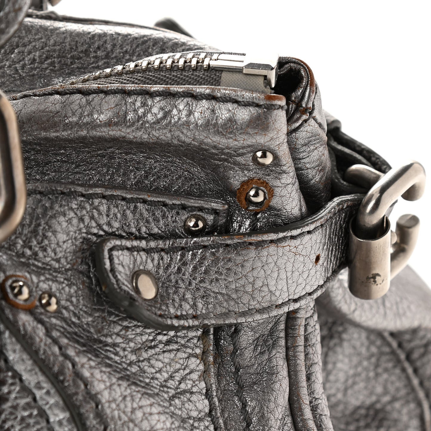Metallic Calfskin Medium Paddington Satchel Silver