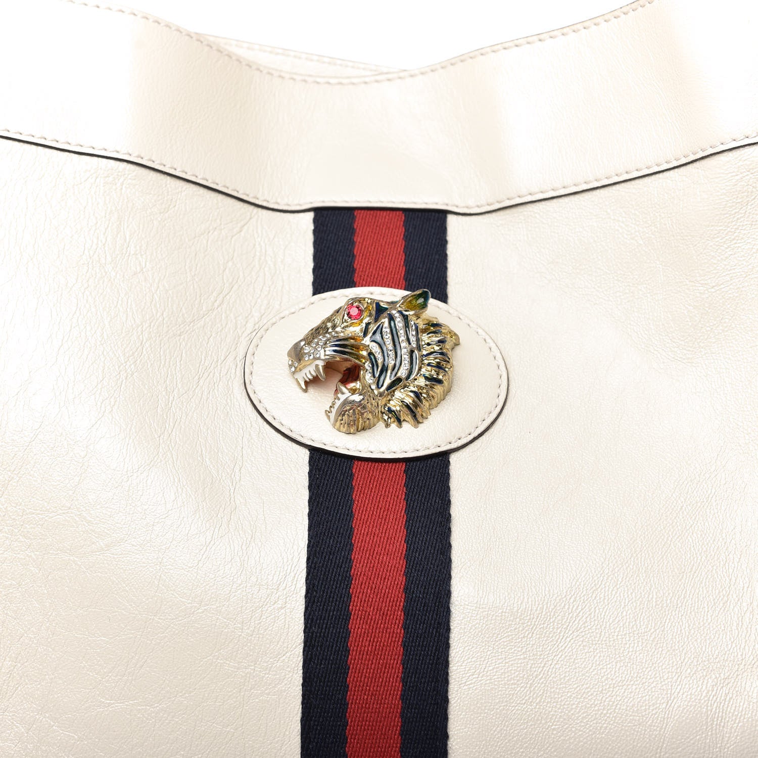 Gucci Calfskin Maxi Rajah Chain Tote White 10 of 10