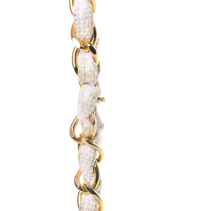 Chanel Woven Raffia Quilted CC Fringe Flap White 19 of 20