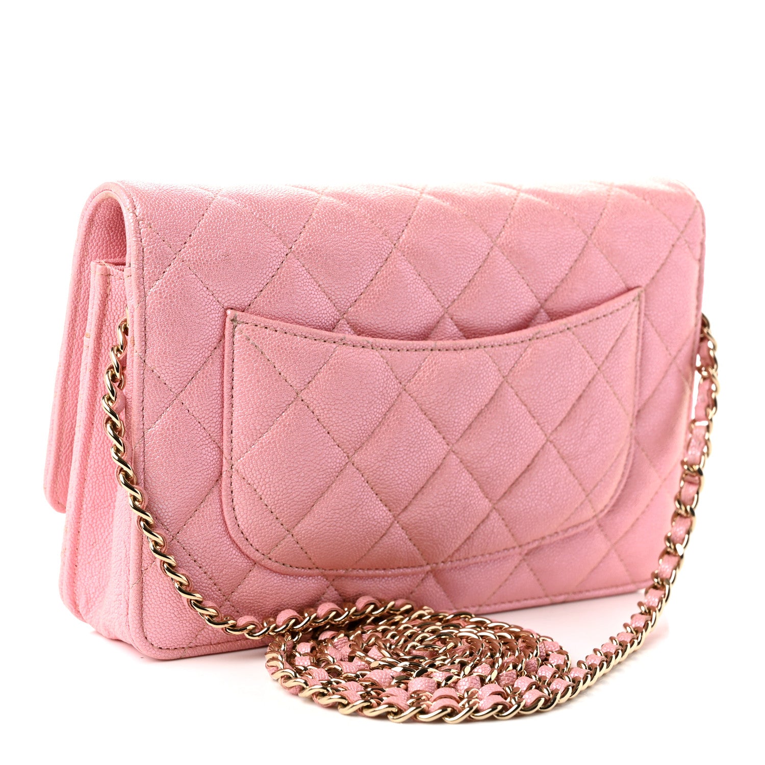 Chanel Iridescent Caviar Quilted Wallet on Chain WOC Rose Pink 3 of 12