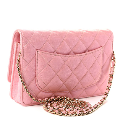 Chanel Iridescent Caviar Quilted Wallet on Chain WOC Rose Pink 3 of 12
