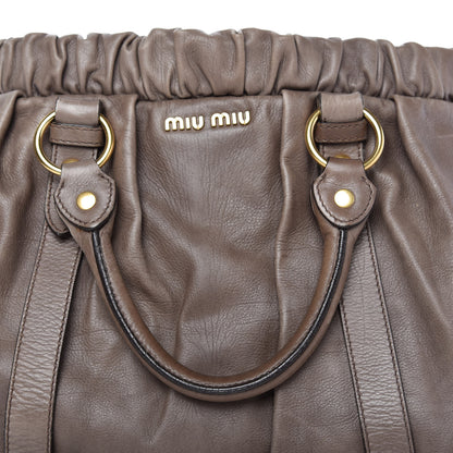 Miu Miu Vitello Lux Gathered Tote Juta 10 of 15