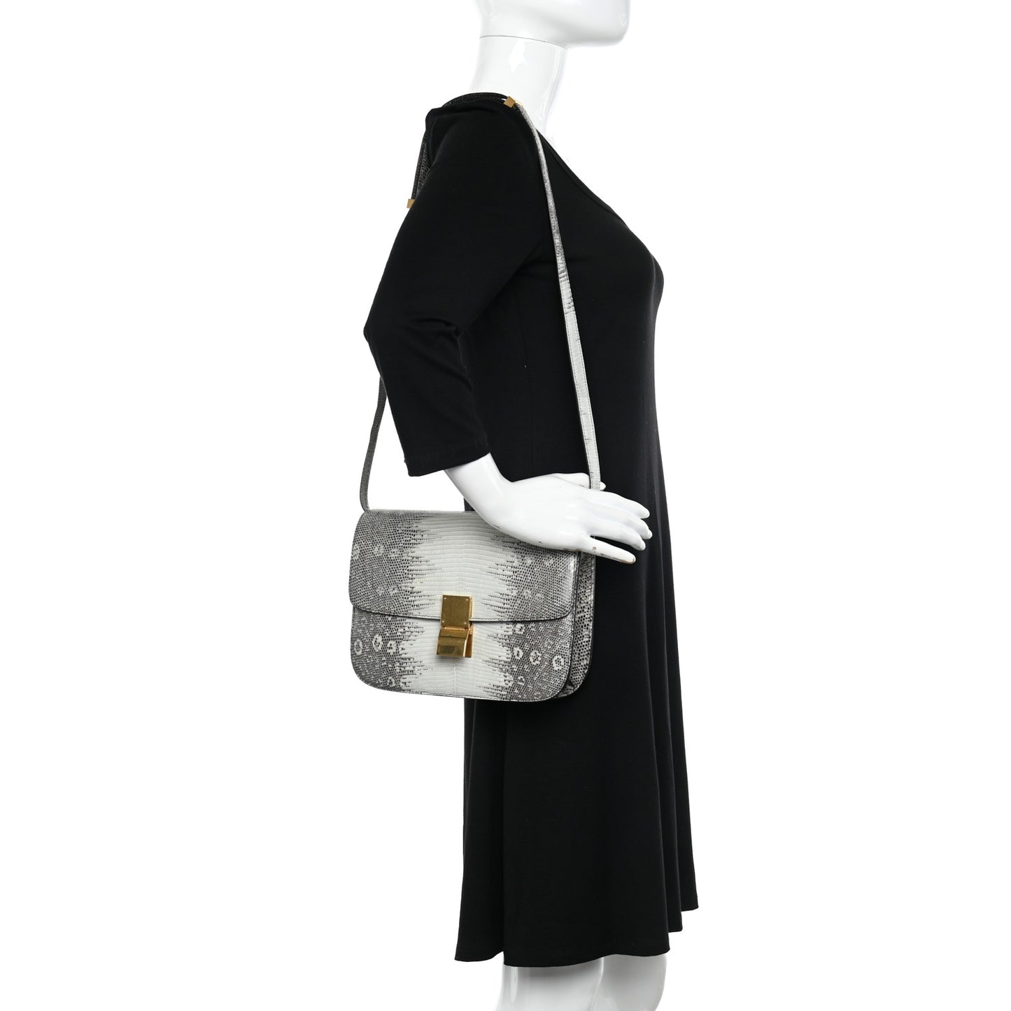 Lizard Medium Classic Box Flap Bag Mineral