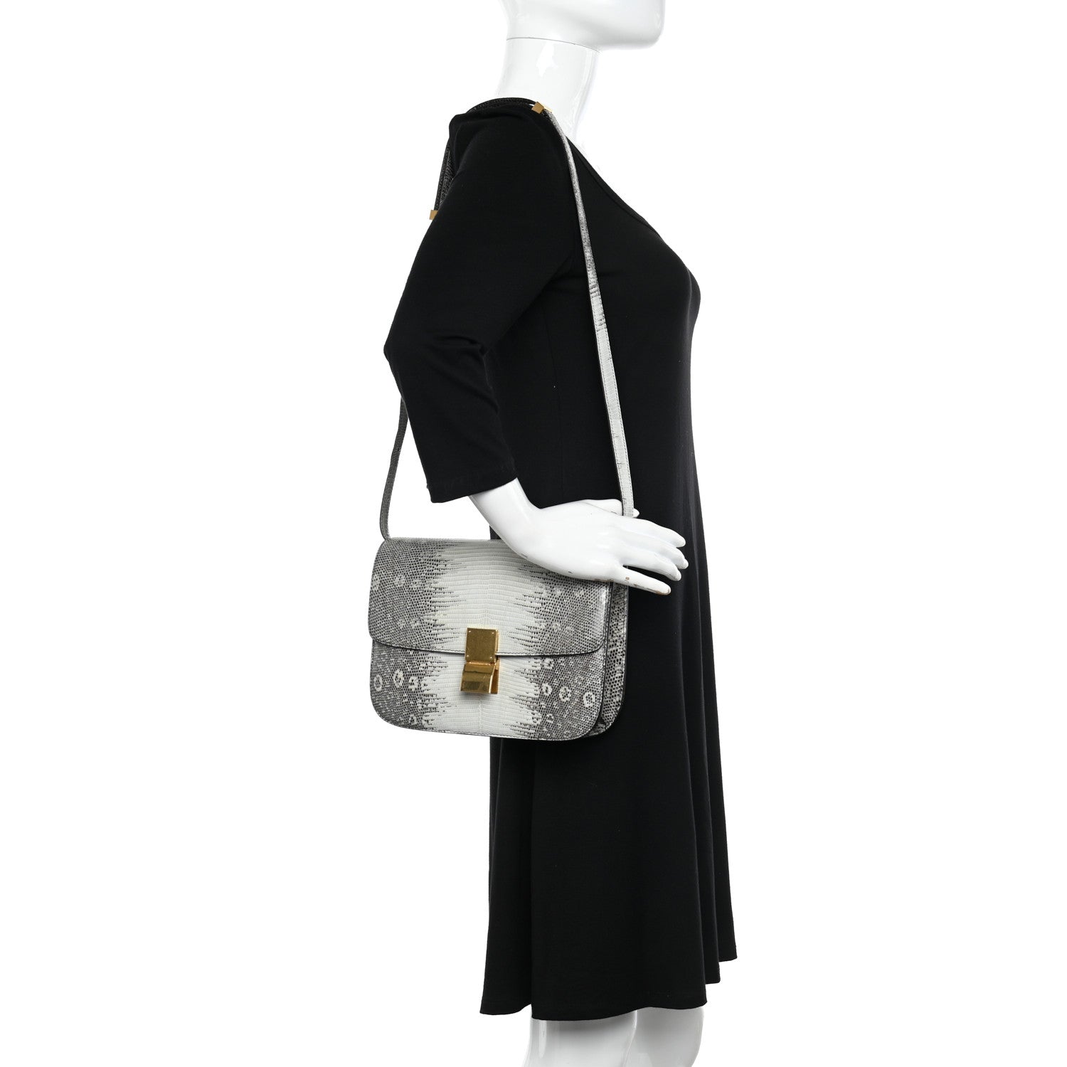 Celine Lizard Medium Classic Box Flap Bag Mineral 2 of 12