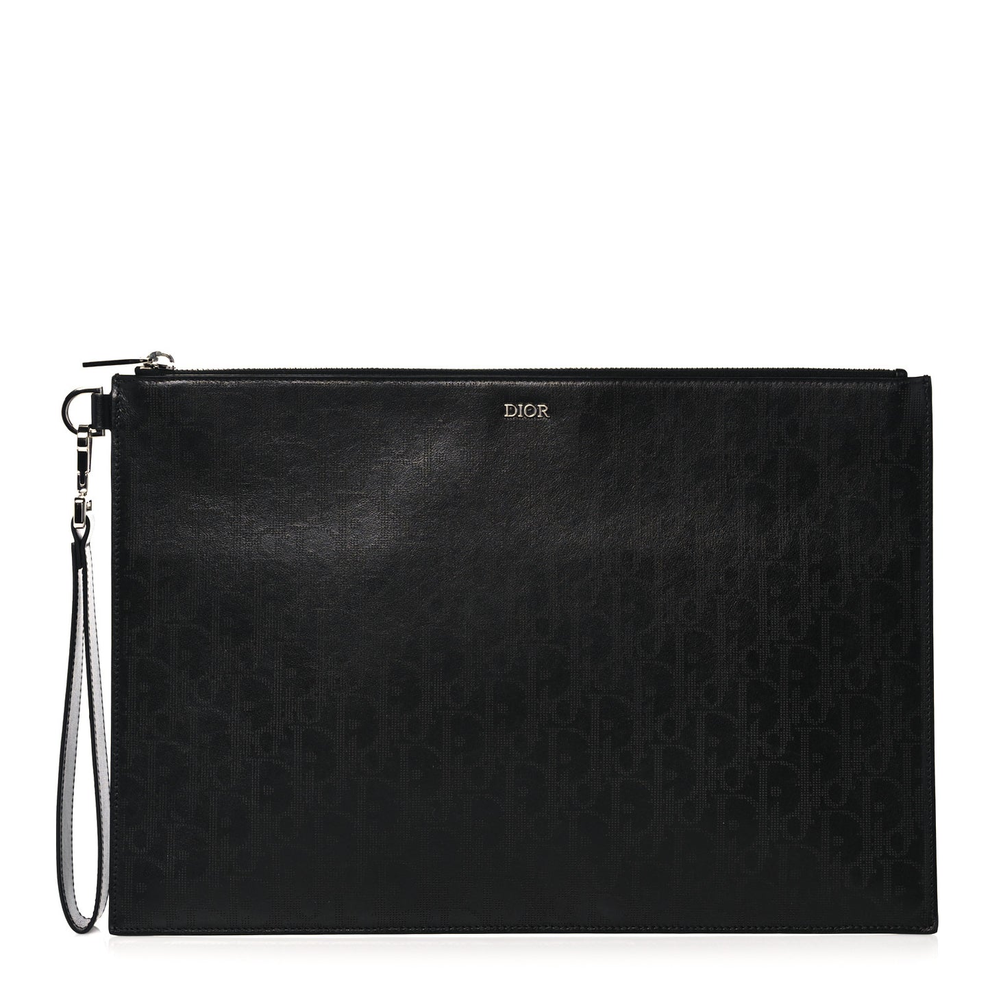 Calfskin Perforated Oblique Galaxy Pouch Black