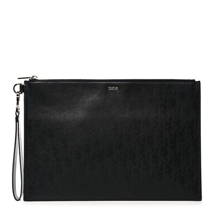 Christian Dior Calfskin Perforated Oblique Galaxy Pouch Black 1 of 10