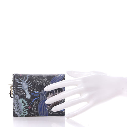 Christian Dior Calfskin Nature Ballet Wallet Blue Multicolor 2 of 9