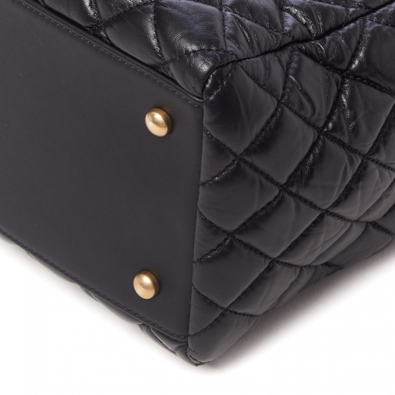 Chanel Aged Calfskin Quilted Coco Handle Shopping Tote Black 5 of 10