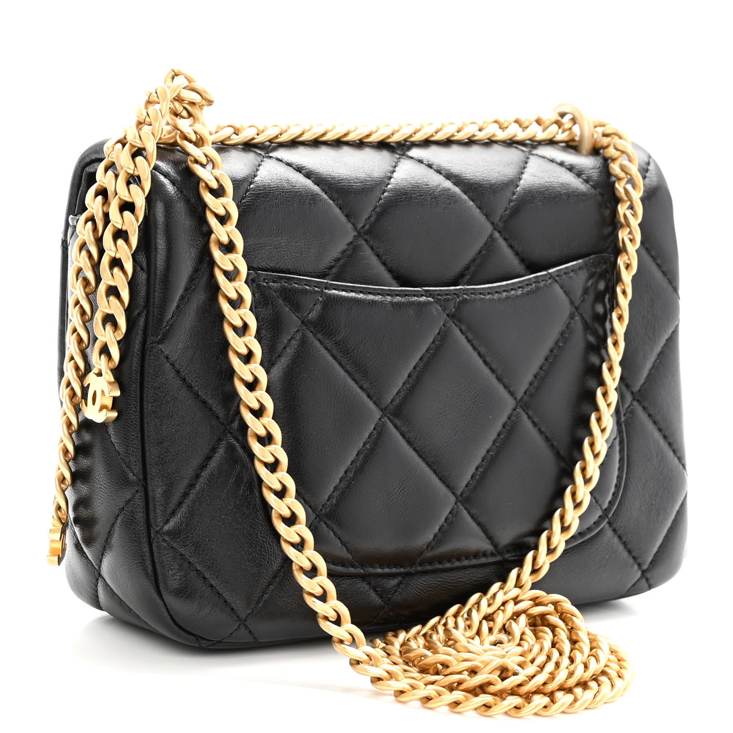 Chanel Lambskin Enamel Quilted Mini Pending CC Square Flap Black 2 of 9