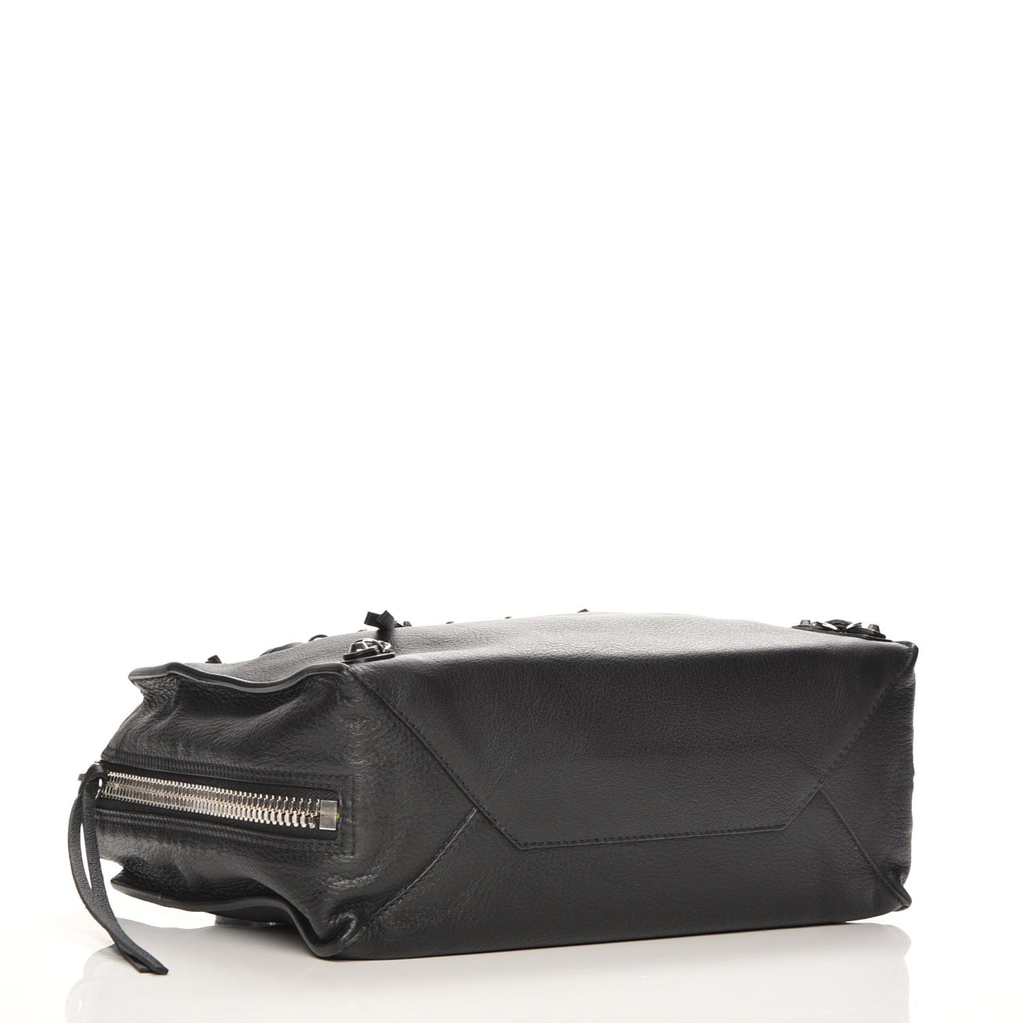 Calfskin Papier Mini A4 Zip Around Tote Black Chartreuse