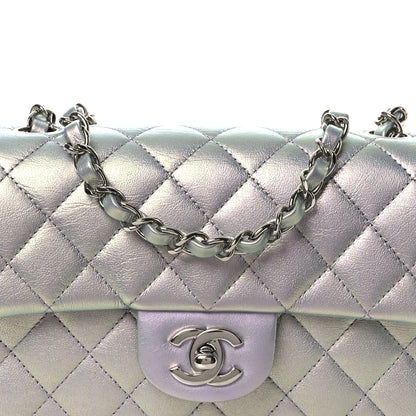 Chanel Iridescent Calfskin Quilted Mini Rectangular Flap Light Blue 8 of 10