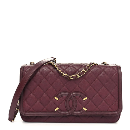 Chanel Caviar Quilted Medium CC Filigree Flap Burgundy 1 of 10
