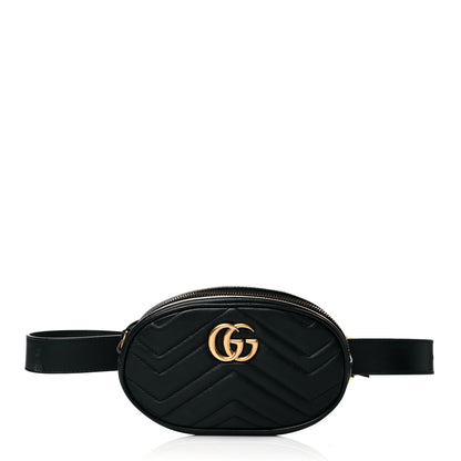 Gucci Calfskin Matelasse GG Marmont Belt Bag 85 34 Black 2 of 20