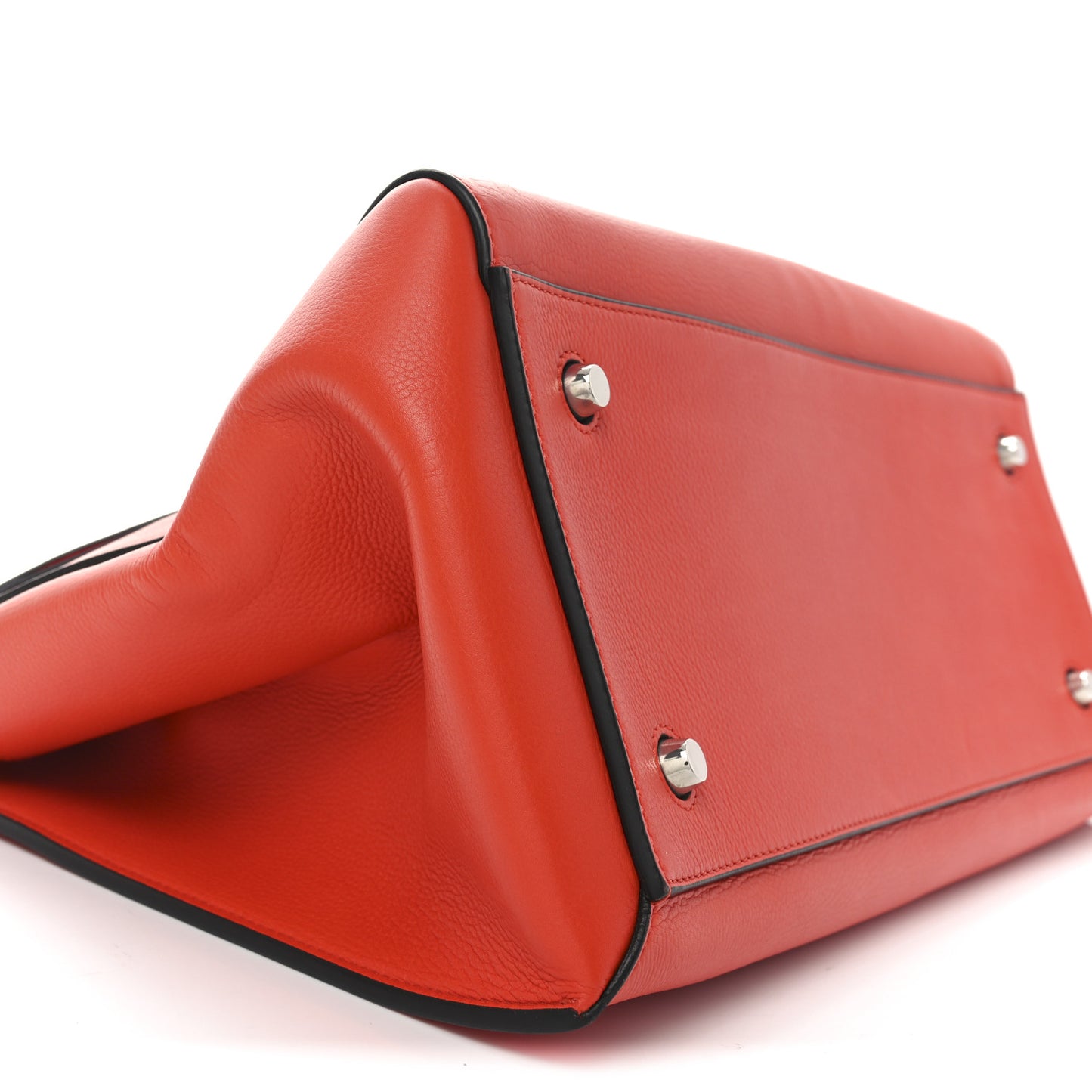 Grained Calfskin Medium Edge Shoulder Bag Vermillion