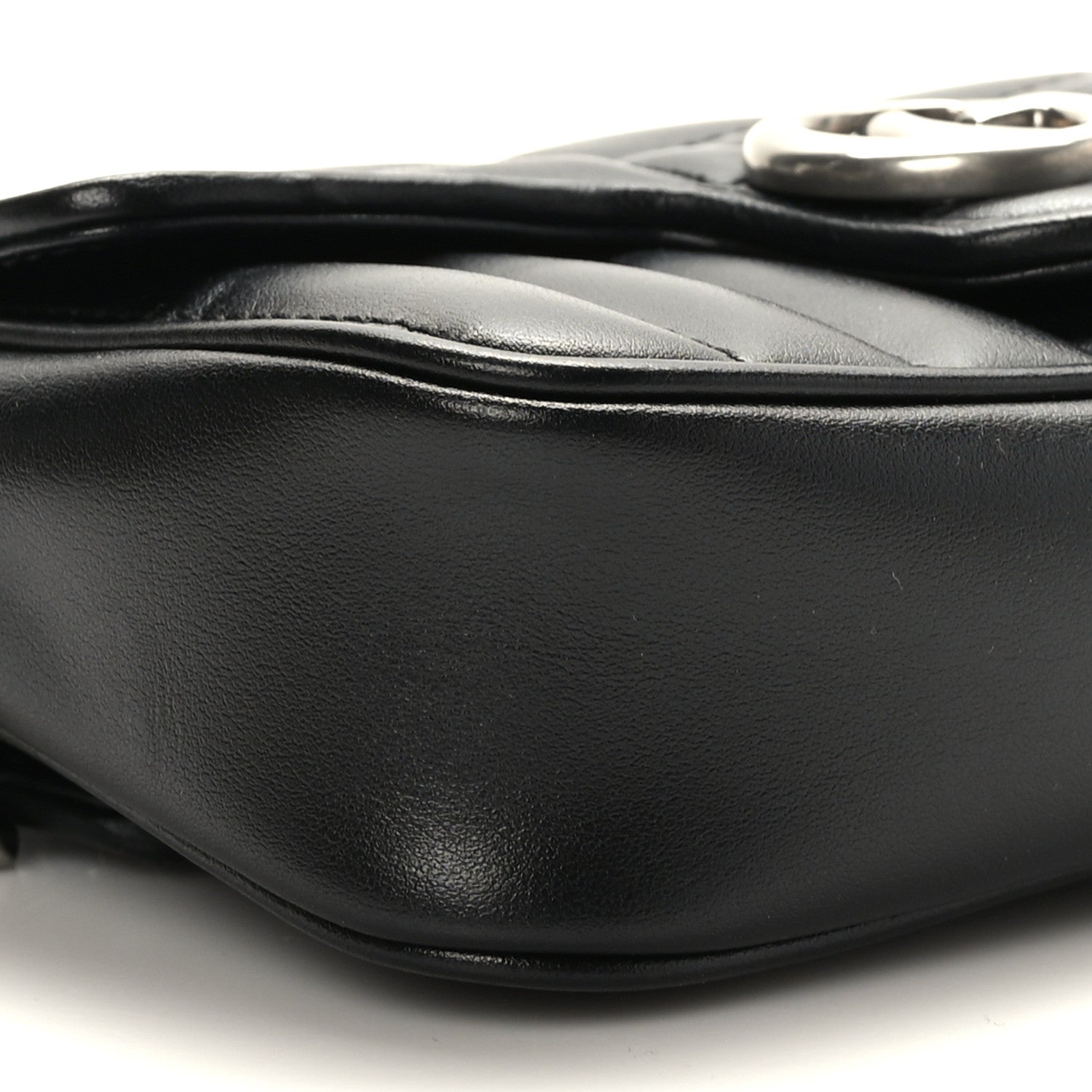 Gucci Calfskin Matelasse Aria Super Mini GG Marmont Shoulder Bag Black 8 of 9