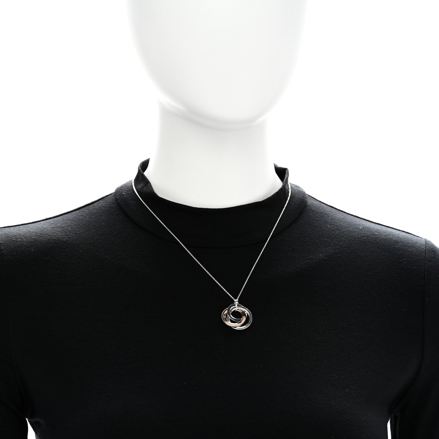 Tiffany Sterling Silver Rubedo Small Interlocking Circles Pendant Necklace 2 of 5