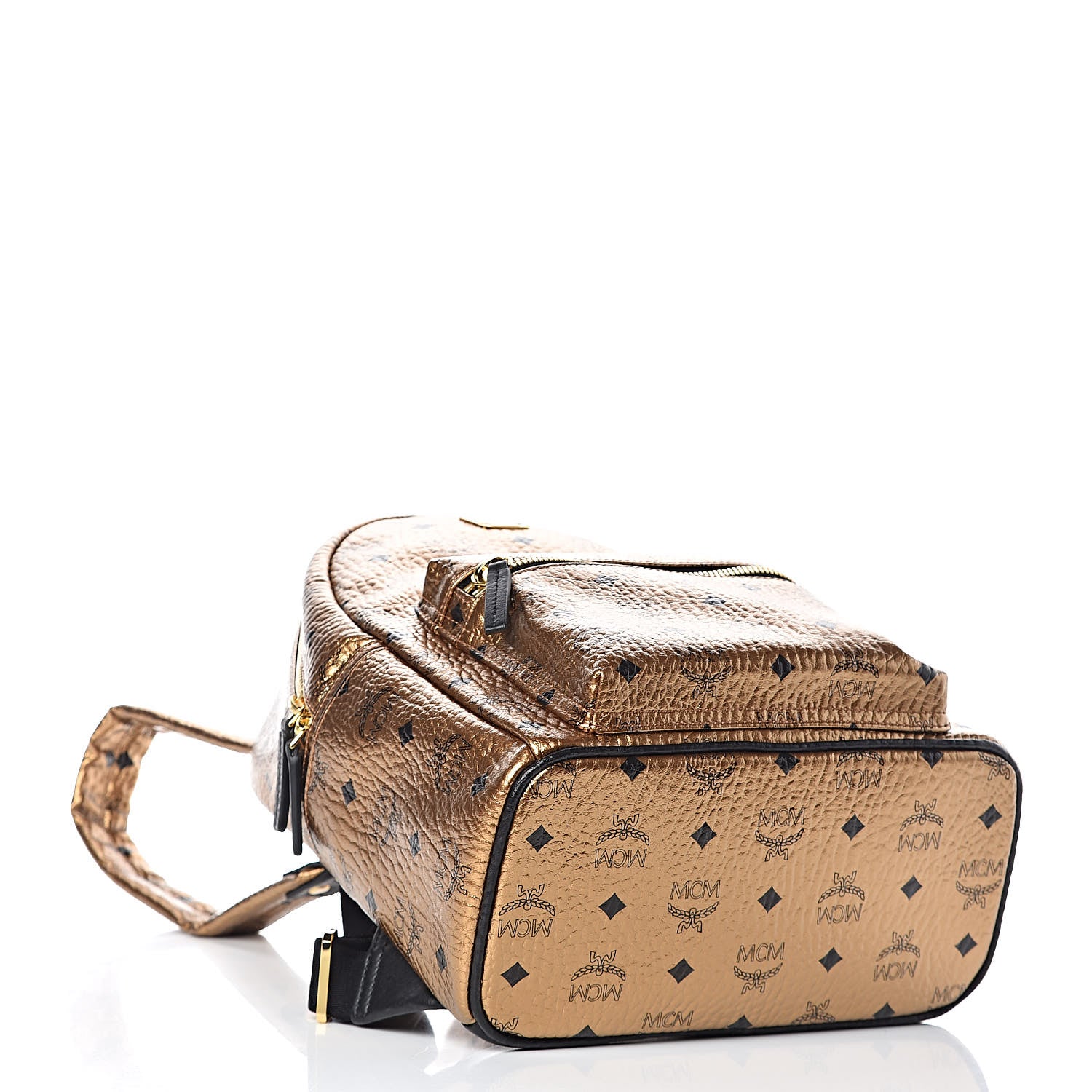 MCM Metallic Visetos Small Stark Backpack Gold 4 of 9