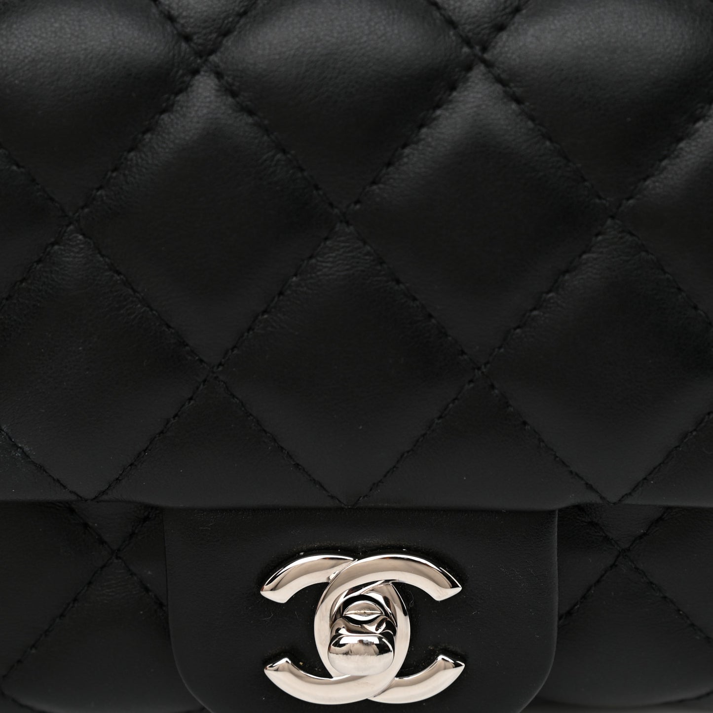 Calfskin Quilted CC Uniform Flap Belt Bag Black
