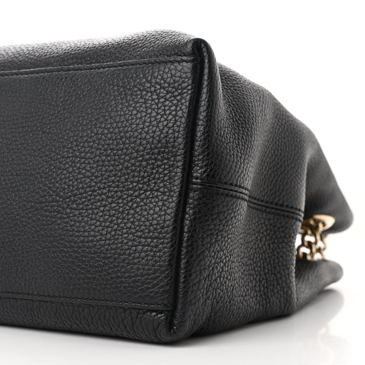 Pebbled Calfskin Medium Soho Chain Shoulder Bag Black
