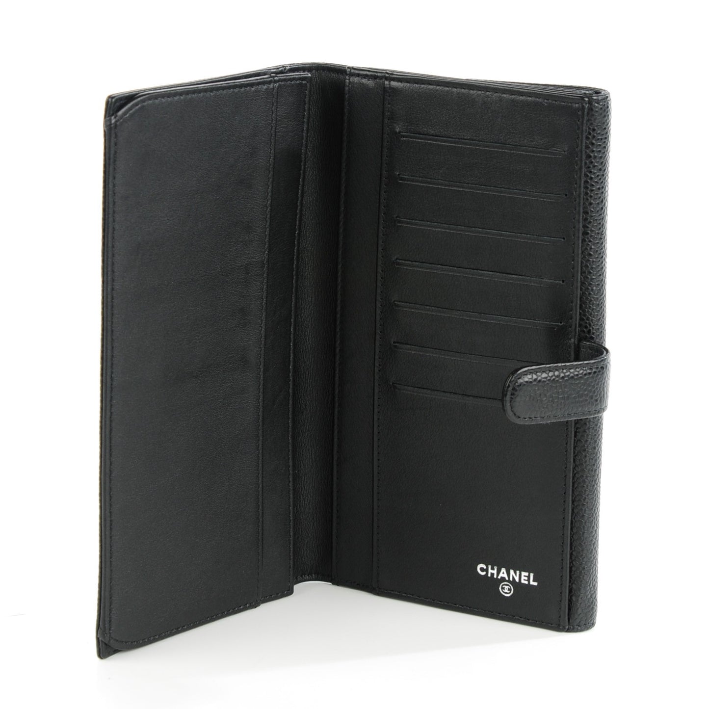 Caviar CC Long Flap Wallet Black