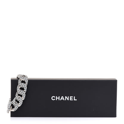 Chanel Crystal Chain Link CC Bracelet Silver Blue 6 of 6