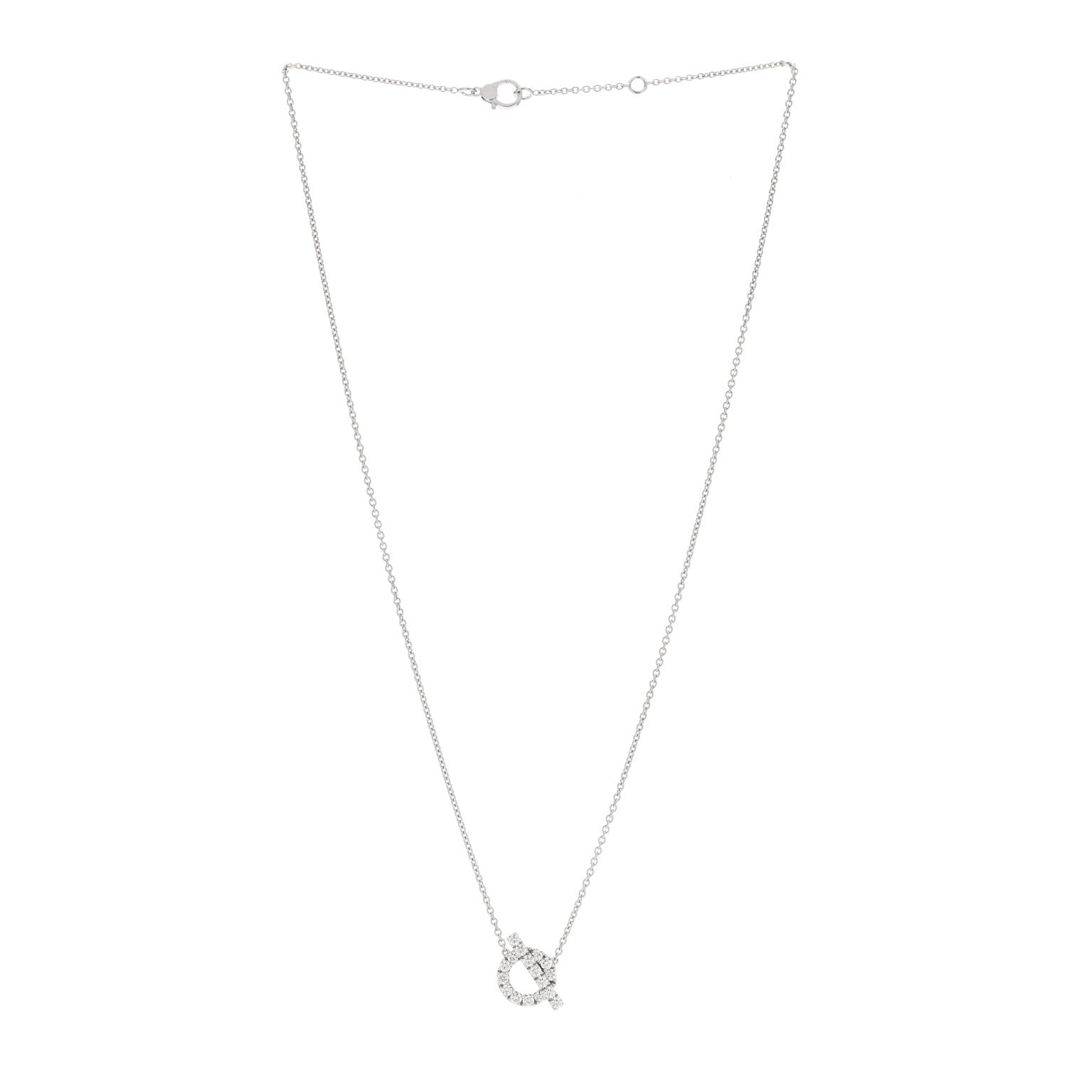 Hermes 18K White Gold Diamond Finesse Pendant Necklace 2 of 4
