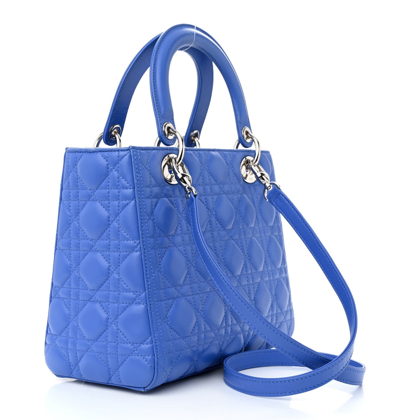 Lambskin Cannage Medium Lady Dior Blue Persan