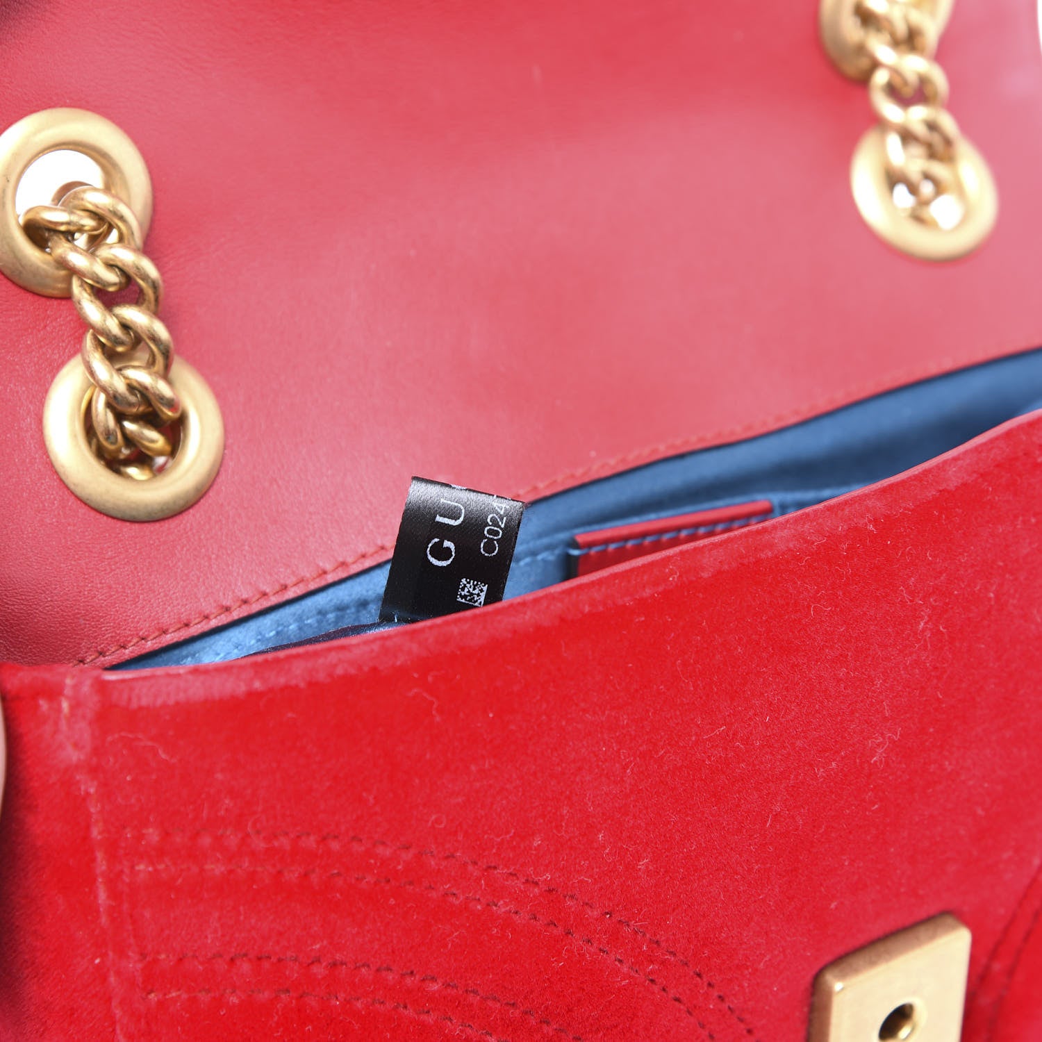 Gucci Velvet Matelasse Mini GG Marmont Shoulder Bag Hibiscus Red 8 of 10