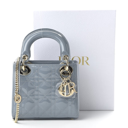Christian Dior Patent Cannage Mini Lady Dior Light Blue 10 of 10