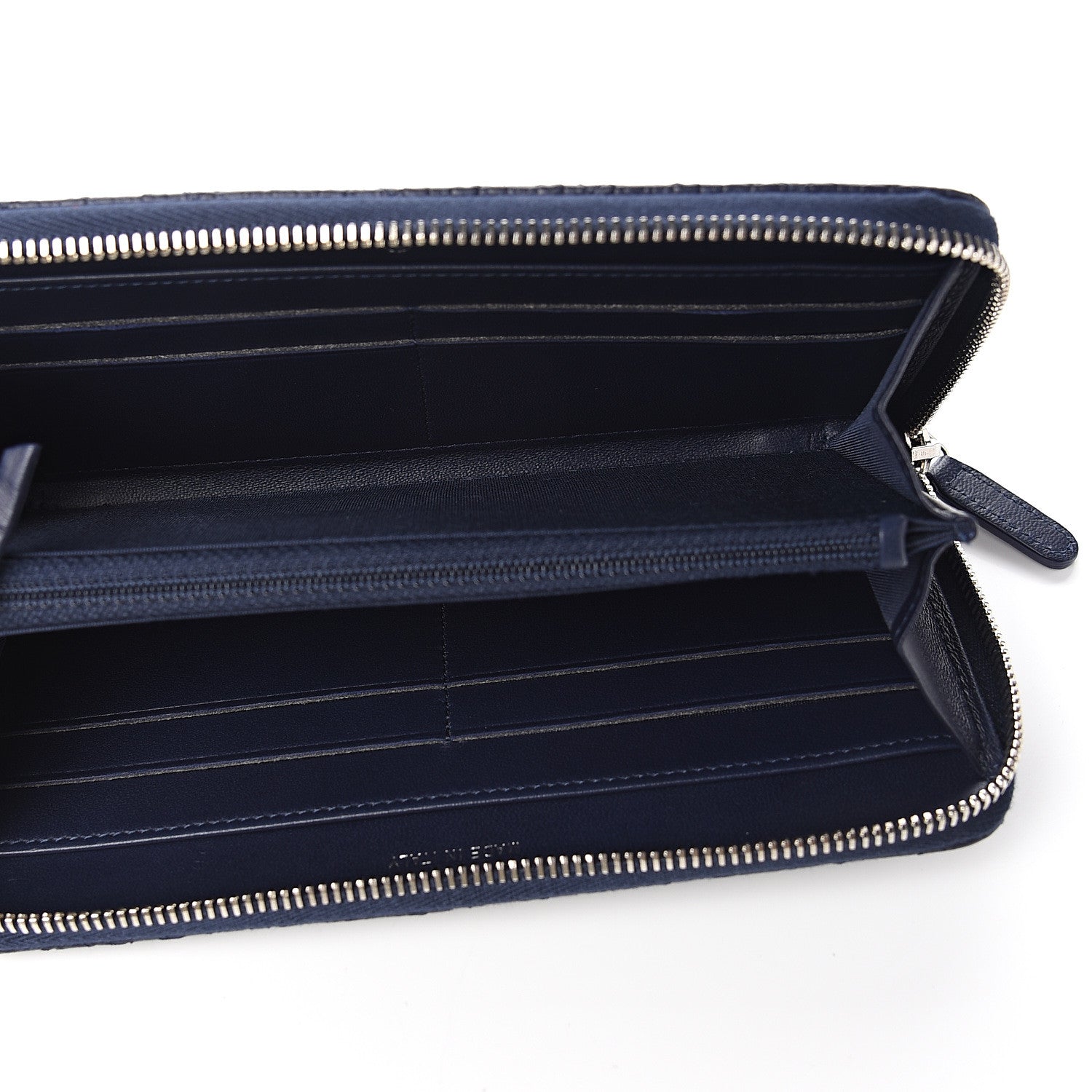 Chanel Woven Lambskin Quilted Large Zip Around Wallet Navy 4 of 8