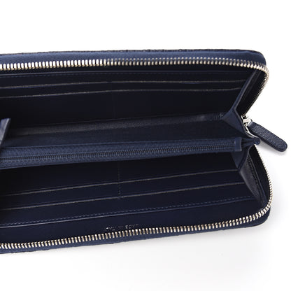 Chanel Woven Lambskin Quilted Large Zip Around Wallet Navy 4 of 8