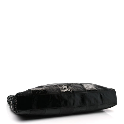 Chanel Lambskin Patent Calfskin Brooklyn Patchwork Extra Large Hobo Black 4 of 10