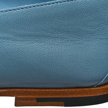 Hermes Goatskin Womens Ancora Moccasin Loafers 37 Bleu Dorset 9 of 11