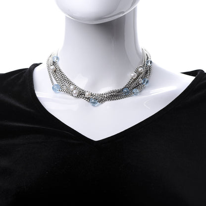 David Yurman Sterling Silver 18K Yellow Gold Pearl Blue Topaz Multi Strand Necklace 2 of 5