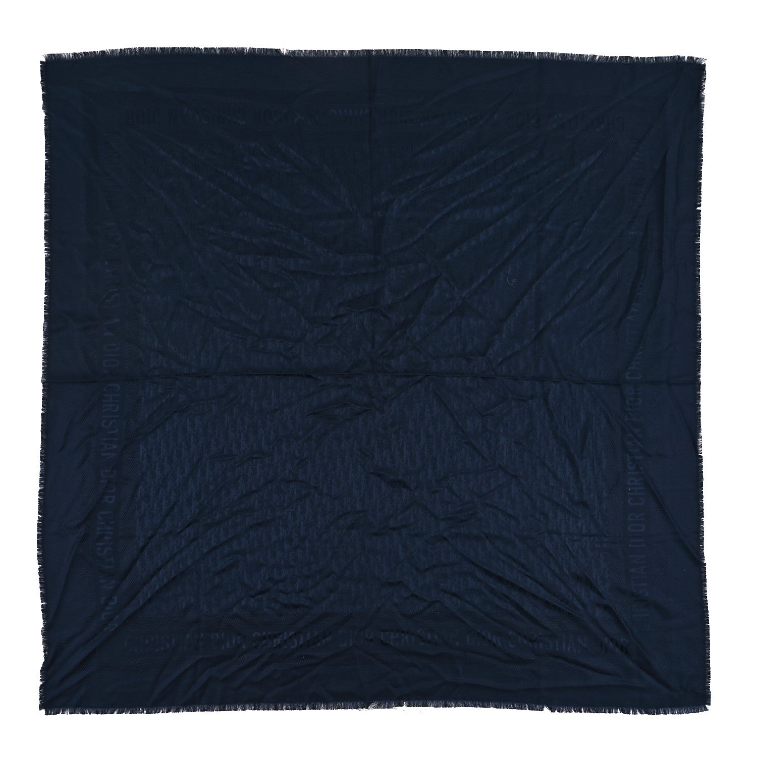 Christian Dior Wool Silk Oblique Shawl Blue 1 of 3