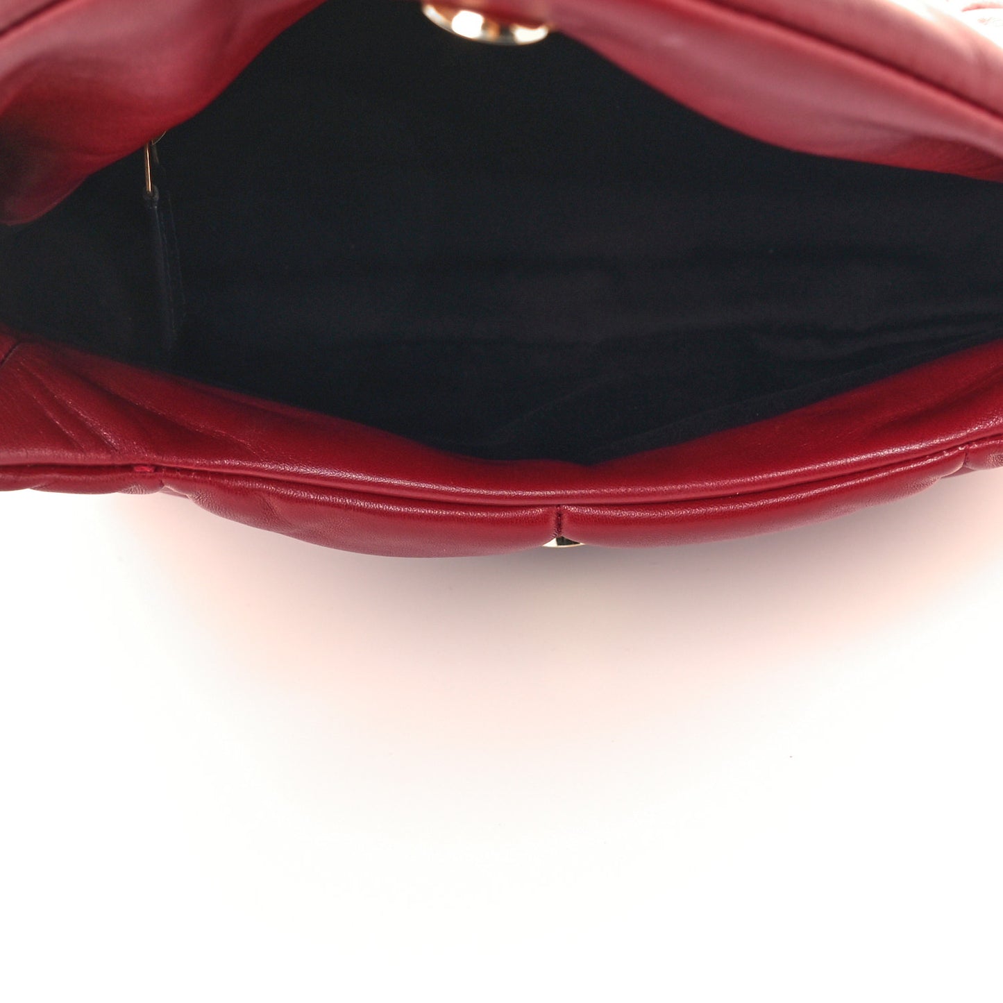 Lambskin Quilted Medium Loulou Puffer Monogram Chain Satchel Opyum Red