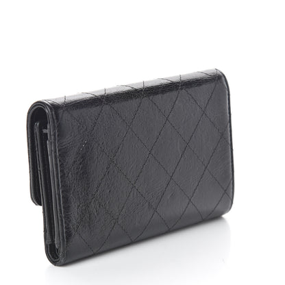 Chanel Goatskin Stitched Small Golden CC Flap Wallet Black 2 of 7